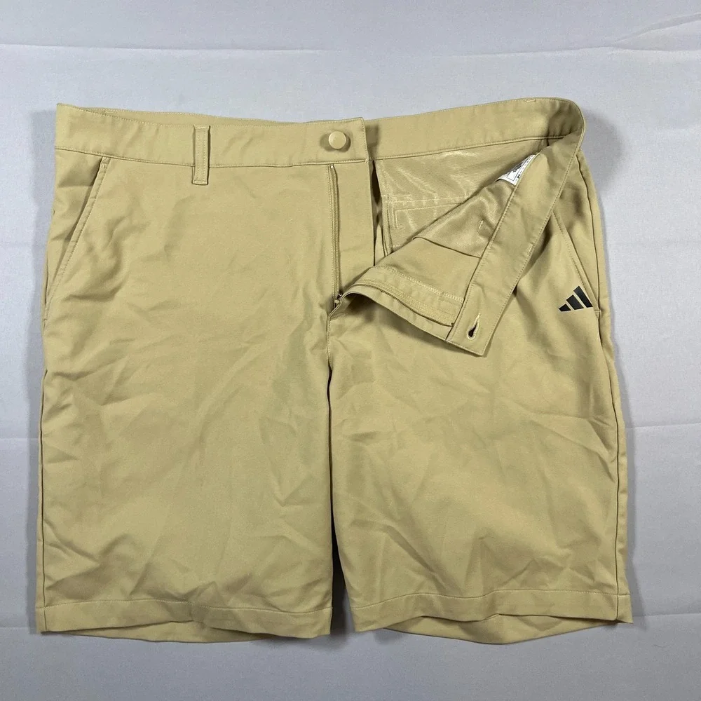 Adidas Golf Shorts Men 38 Khaki Chino Mid Rise Lightweight Belt Loops Athleisure